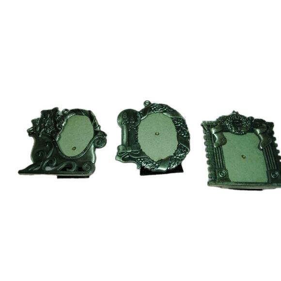 Christmas Holiday Frames Set Of 3  Vintage Silver Tone - Picture 3 of 4